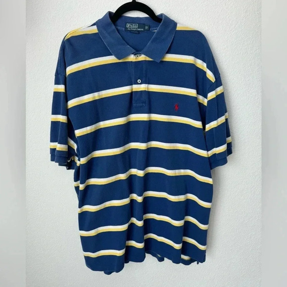 Polo Ralph Lauren Other - Polo by Ralph Lauren Men’s Big and Tall Blue and Yellow Striped Polo - 2XL